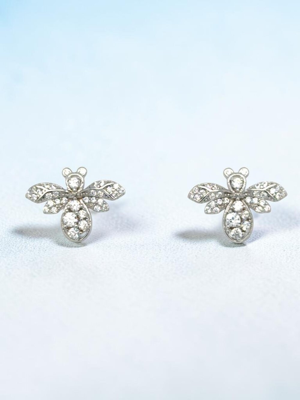 Petite CZ Bee Stud Earrings in 925 Sterling Silver